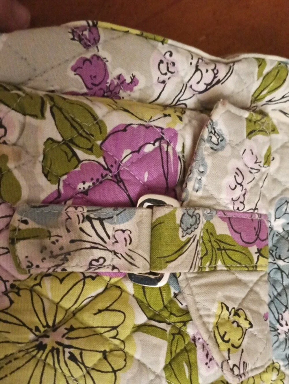 Floral Quilted Tote Bag in Cream, Green & Purple Vera Bradley